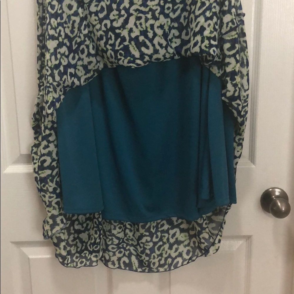 LAST CHANCE LuLaRoe Blue/Green Leopard Print Midi Skirt Sz 2X - Picture 3 of 5